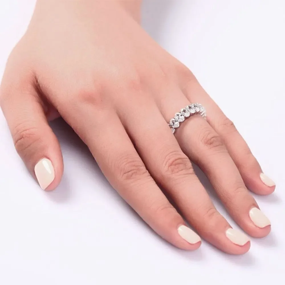 Sterling Silver CZ Eternity Ring Womens Vintage 5mm Sparkle Jewelry New 6